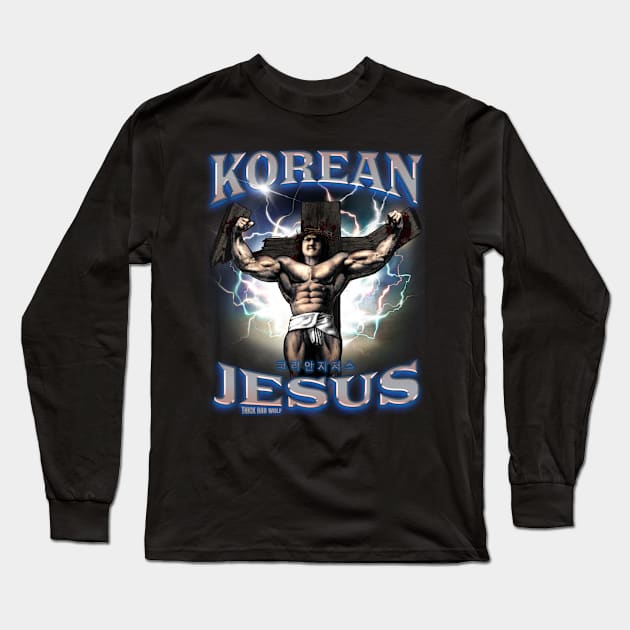 Korean Jesus (Blue) Long Sleeve T-Shirt by THICK BAD WOLF